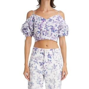 Isabel Marant Floral Ecru Lizberit Crop Top Size 8 US / 42 FR